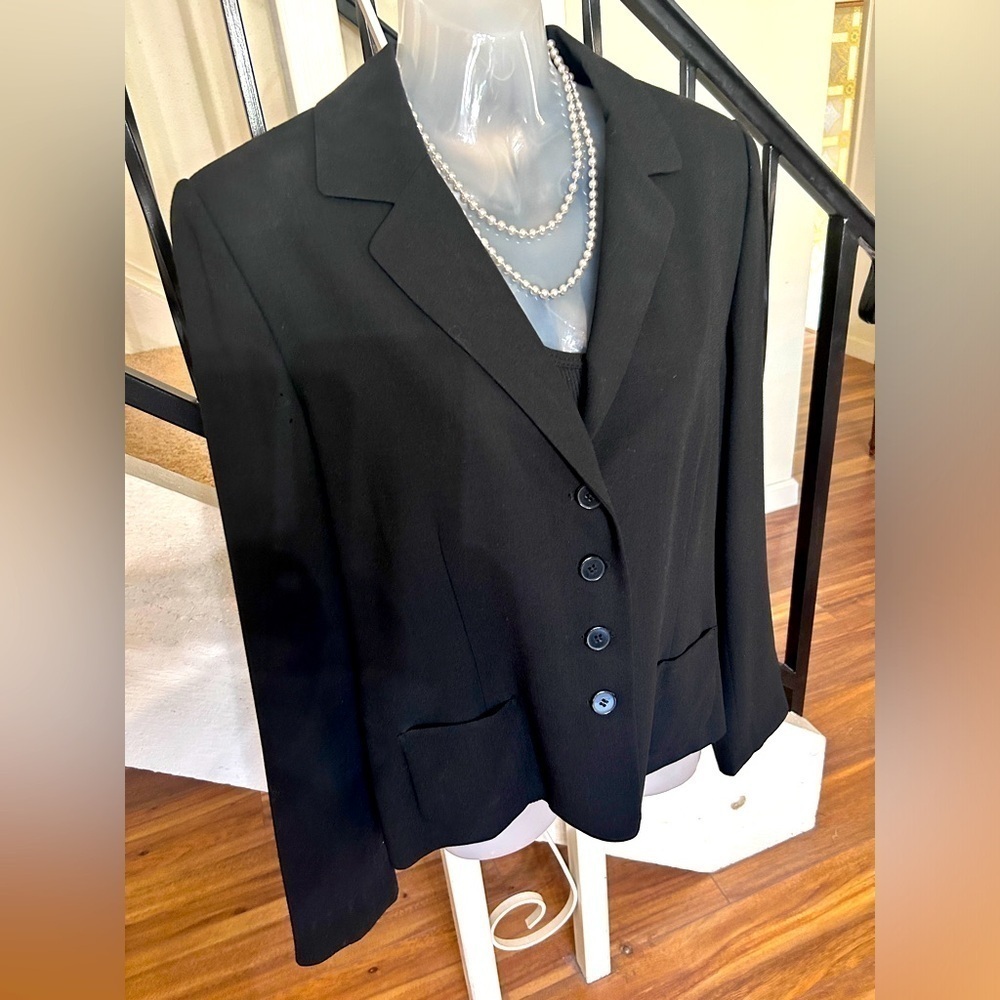 Casual Corner Black Tailored Suit Jacket Coat Wool Blend Ladies SZ 14​​​…​​​